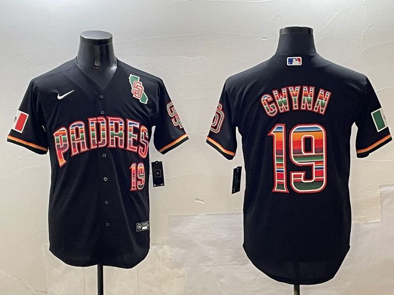 Men San Diego Padres 19 Gwynn Black Fashion Game 2025 Nike MLB Jersey style 2